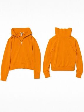 SPANX Orange Funnel-Neck Half-Zip Sweatshirt
